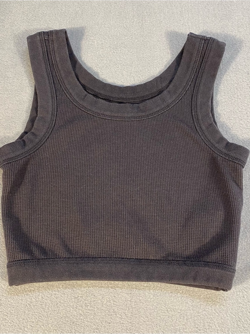 Madewell Women’s dark gray waffle Knit Cropped Tank Top, size XXS